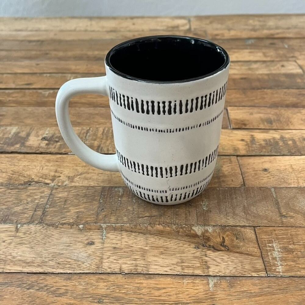 Hearth & Hand with Magnolia Stoneware Coffee Mug Cup 14oz White Black - Picture 3 of 12